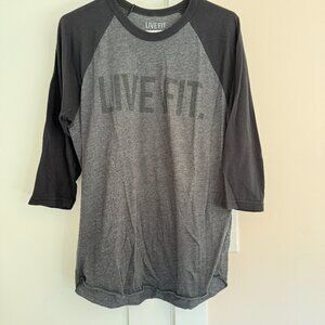LIVE FIT Apparel Crew Neck Tee Charcoal Gray Black Size M